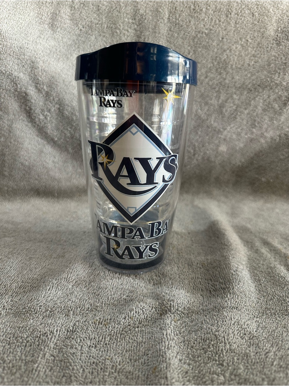 Tampa Bay Rays Clear Travel Tumbler with Navy Lid